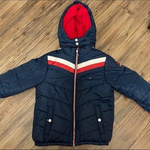 Like New Tommy Hilfiger Boys' Fleece Lined Hooded Puffer Jacket Navy Med 10-12
